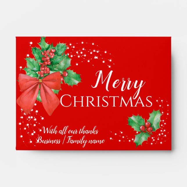 Christmas Holly Red Cash Gift  Envelope (Front)