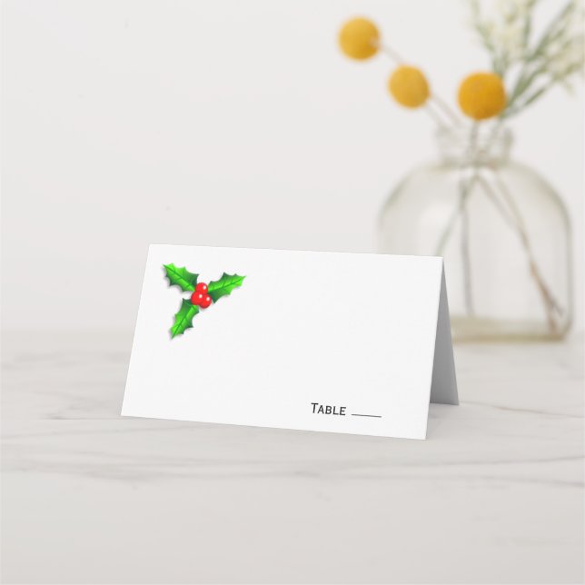 Christmas holly seating place card (Front)