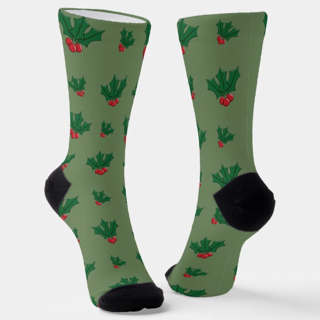 Christmas Holly Socks (Angled)