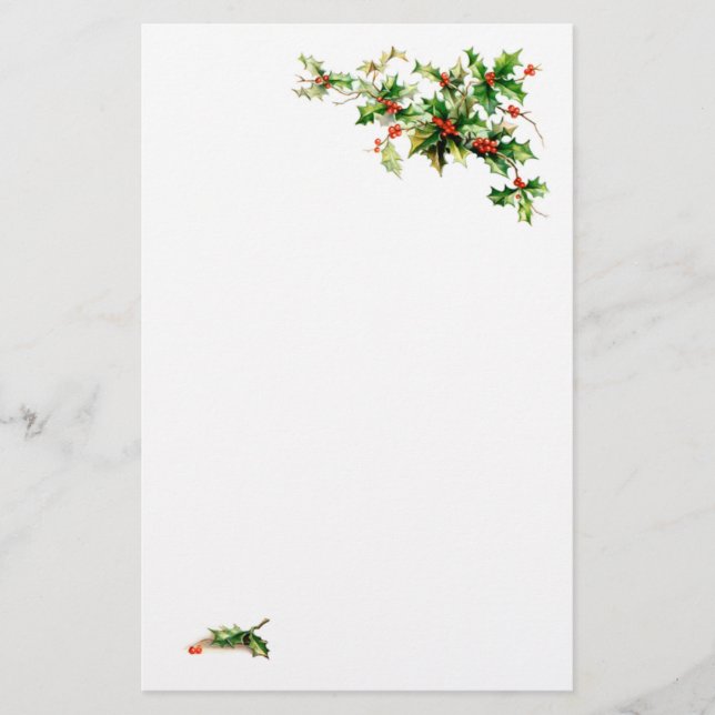 Christmas Holly stationery (Front)