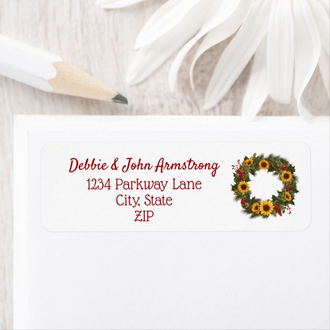 Christmas Holly Sunflower Floral Holiday Wreath (Insitu)