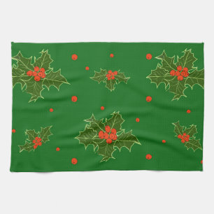 Christmas Holly Tea Towel