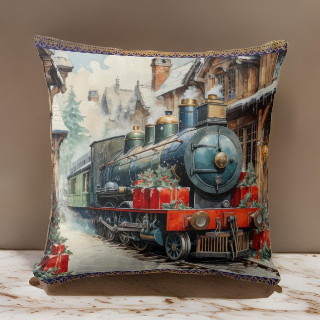  Christmas Holly Train Winter Snow Cushion (Creator Uploaded)