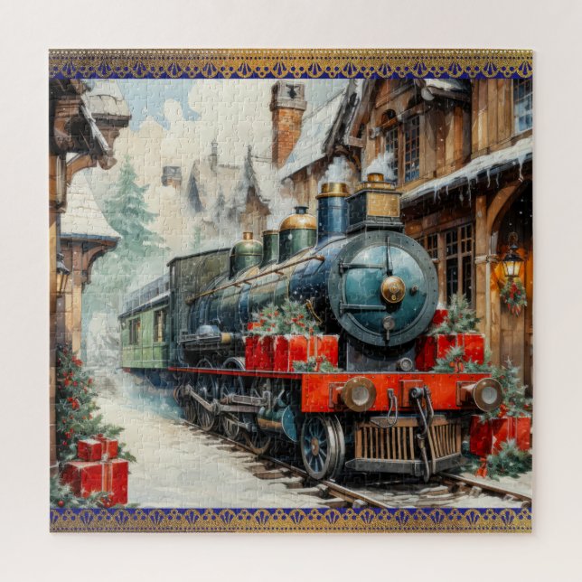  Christmas Holly Train Winter Snow Cushion Jigsaw Puzzle (Vertical)