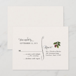 Christmas Holly Wedding RSVP Postcard
