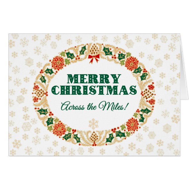 Christmas Holly Wreath Across the Miles Snowflakes (Front Horizontal)