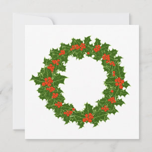 Christmas Holly Wreath  Card