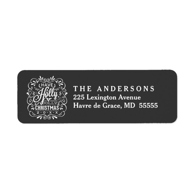 Christmas Holly Wreath Chalkboard Address Labels (Front)