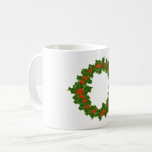 Christmas Holly Wreath  Coffee Mug