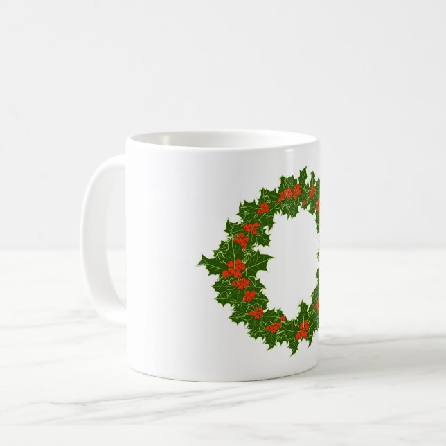 Christmas Holly Wreath  Coffee Mug (Front Left)