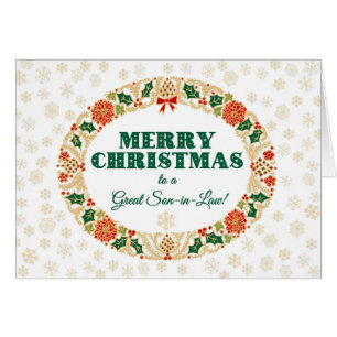 Christmas Holly Wreath, for Son-in-Law, Snowflakes