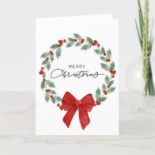 Christmas Holly Wreath Greeting Card