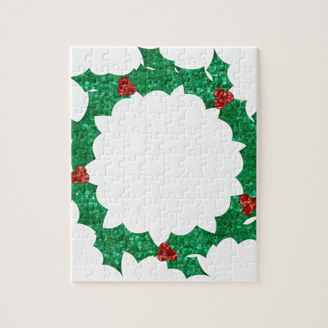 christmas holly wreath jigsaw puzzle (Vertical)