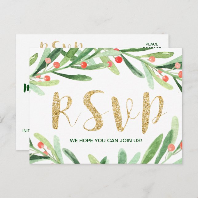 Christmas Holly Wreath Menu Choice RSVP (Front/Back)