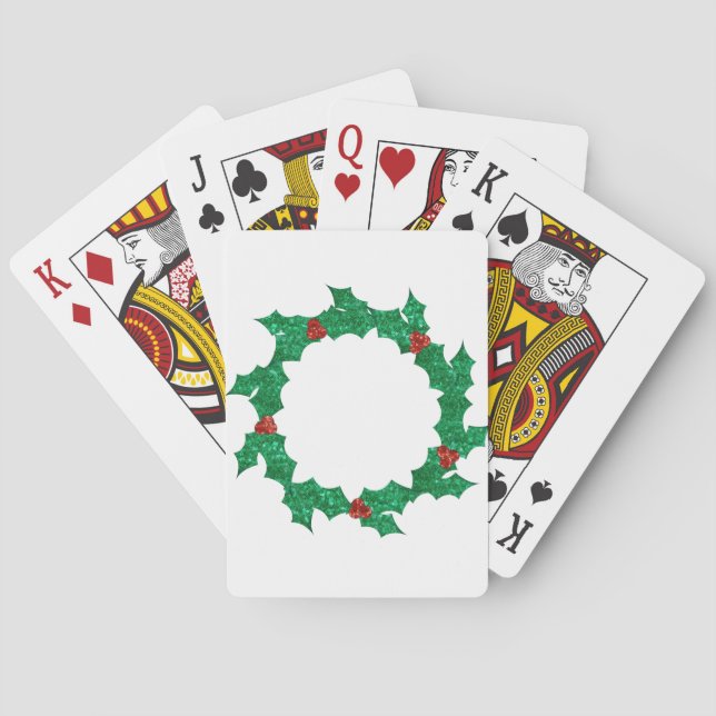 christmas holly wreath playing cards (Back)