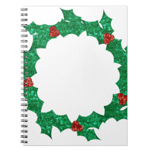 christmas holly wreath spiral notebook