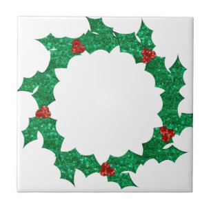christmas holly wreath tile