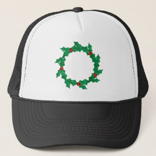 christmas holly wreath trucker hat