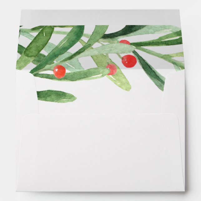 Christmas Holly Wreath Wedding Invitation Envelopes (Back (Bottom))