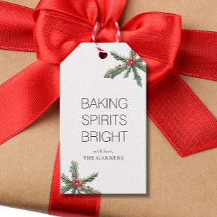 Christmas Holy Branch Elegant Baking Spirits Gift Tags