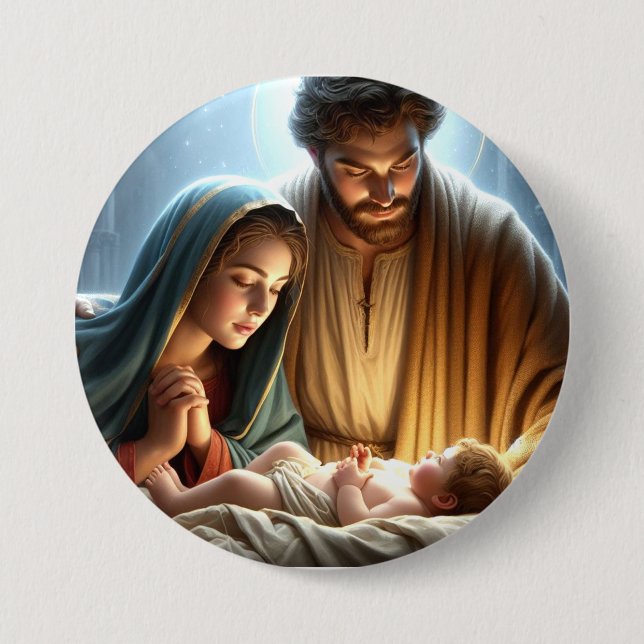 Christmas Holy Family 7.5 Cm Round Badge (Front)