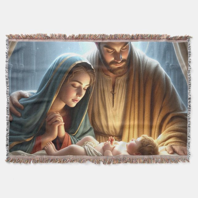 Christmas Holy Family Throw Blanket (Front)