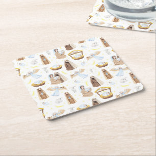 Christmas Holy Night Religious Square Paper Coaste Coaster