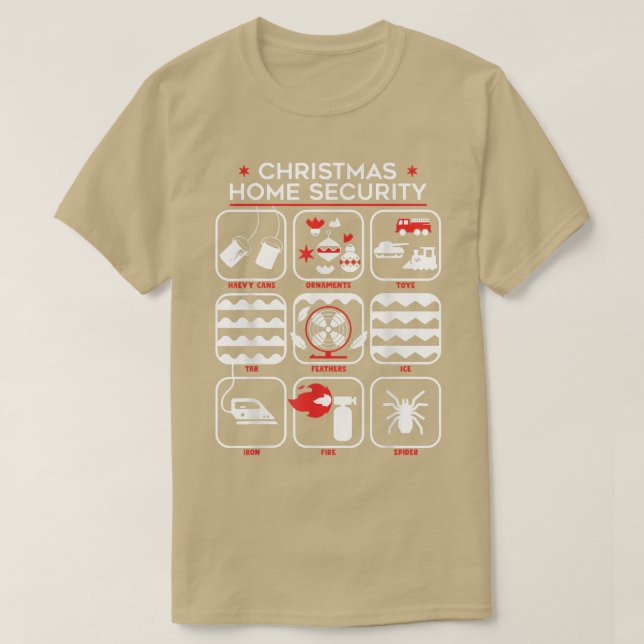 Christmas Home Security Funny  T-Shirt (Design Front)