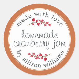 Christmas Homemade Cranberry Jam Can Burnt Orange Classic Round Sticker