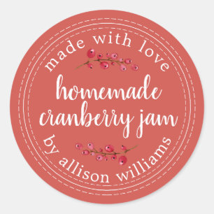 Christmas Homemade Cranberry Jam Canning Classic Round Sticker