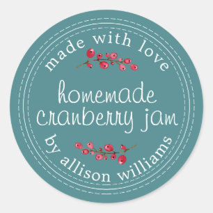 Christmas Homemade Cranberry Jam Canning Teal Classic Round Sticker