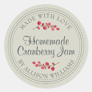 Christmas Homemade Cranberry Jam Sage Green Classic Round Sticker