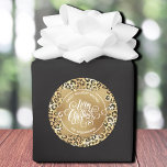 Christmas Homemade Holiday Baking Leopard Classic Round Sticker<br><div class="desc">Merry Christmas in chic white lettering on a splash of faux gold foil,  these round stickers are personalised with Sweet Holiday Wishes and your family name in chic lettering on a pattern of gold squiggles over wild leopard print. MATCHING paper plates,  napkins and MORE designs in our store.</div>