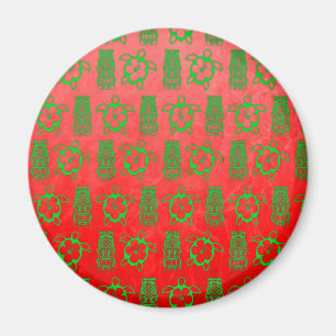 Christmas Honu And Tiki Magnet