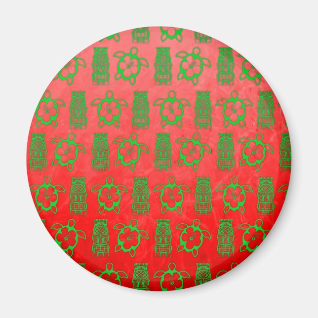 Christmas Honu And Tiki Magnet (Front)