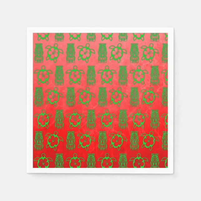 Christmas Honu And Tiki Napkin (Front)