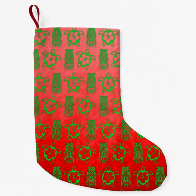 Christmas Honu And Tiki Small Christmas Stocking (Front)