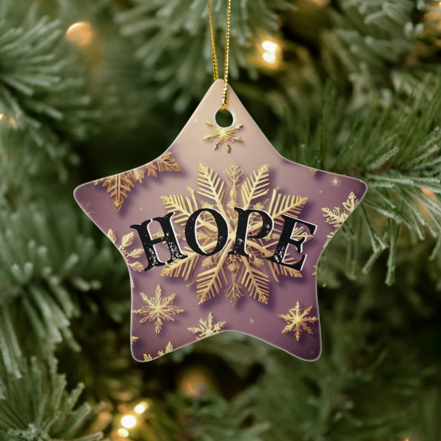 Christmas Hope Golden Snowflake Ceramic Tree Decoration (Tree)
