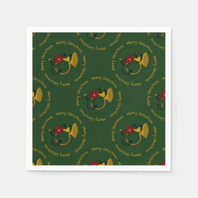 Christmas Horn Green-PAPER NAPKINS (Front)