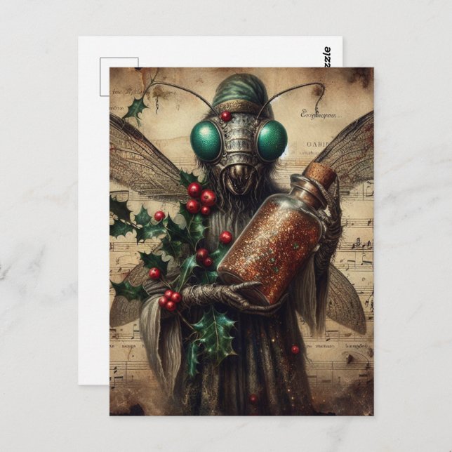 Christmas Horror Insect Vintage Postcard (Front/Back)