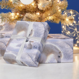 Christmas Horse and Bunny Holiday Gift Wrapping Paper