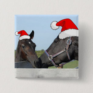 Christmas Horse and Pony 15 Cm Square Badge