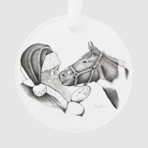 Christmas Horse and Santa Claus Ornament