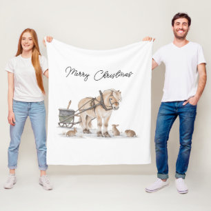 Christmas Horse Animals Winter Fleece Blanket