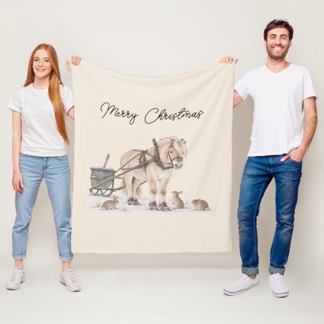 Christmas Horse Animals Winter Fleece Blanket (In Situ)