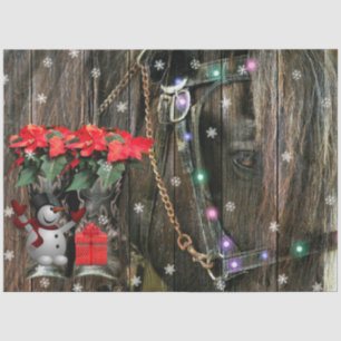 Christmas Horse Cowboy boots Poinsettia snowman Tissue Paper