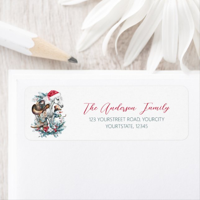 Christmas horse in Santa hat cowgirl cowboy boots  (Insitu)