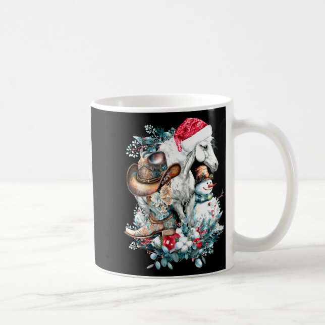 Christmas Horse In Santa Hat Cowgirl Cowboy Boots  Coffee Mug (Right)
