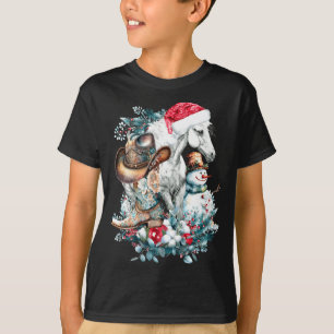 Christmas Horse In Santa Hat Cowgirl Cowboy Boots  T-Shirt