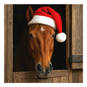 Christmas Horse In Stable Window Photo Print